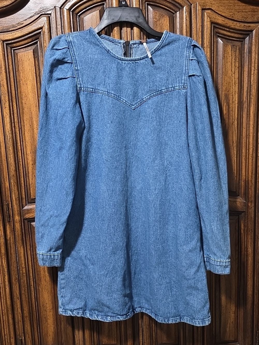Free People Blue Long-Sleeve Denim Tunic Dress